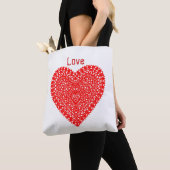 Fancy rode hartcirkels gepersonaliseerd tote bag (Dichtbij)
