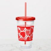 Fancy Rode Harten en Stippen Patroon Acryl Drinkbeker (Rechts)
