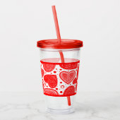 Fancy Rode Harten en Stippen Patroon Acryl Drinkbeker (Links)