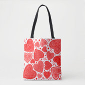 Fancy rode harten en Stippen Tote Bag (Voorkant)