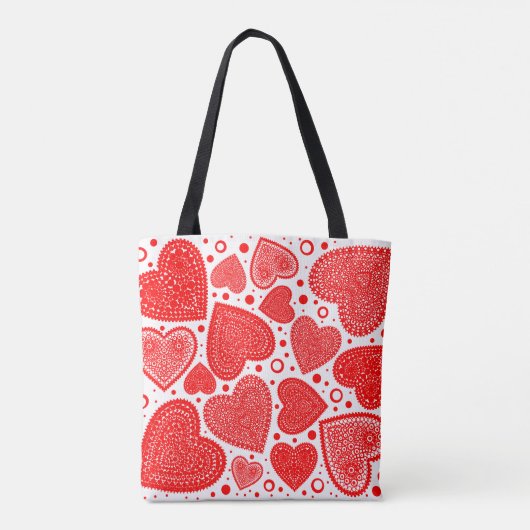 Fancy rode harten en Stippen Tote Bag (Achterkant)