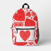 Fancy rode harten gepersonaliseerd bedrukte rugzak (Voorkant)