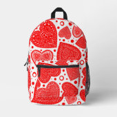Fancy rode harten over het hele patroon bedrukte rugzak (Voorkant)