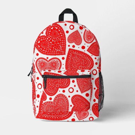 Fancy rode harten over het hele patroon bedrukte rugzak (Voorkant)