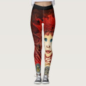 Fancy Rode Leggings voor vrouwen met een asymmetri (Voorkant)