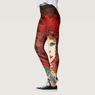 Fancy Rode Leggings voor vrouwen met een asymmetri