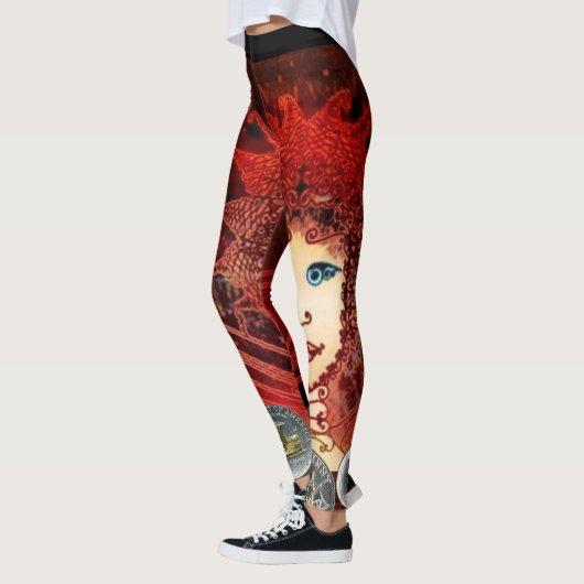 Fancy Rode Leggings voor vrouwen met een asymmetri (Links)
