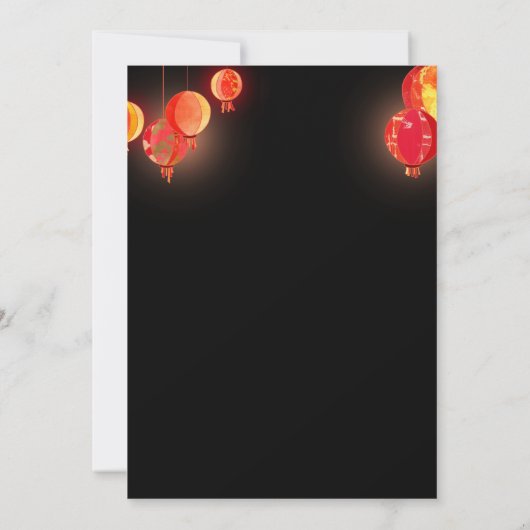 Fancy rode papieren lantaarns bruiloft repetitie d kaart (Achterkant)