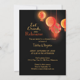 Fancy rode papieren lantaarns bruiloft repetitie d kaart