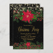 Fancy rode poinsettia kerstfeest kaart (Voorkant / Achterkant)