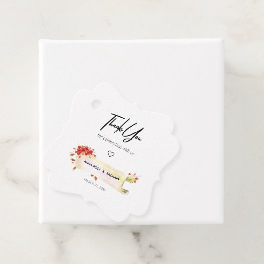 *~* Fancy rode roos bloembloem dank u bruiloft Bedankjes Labels (In situ)