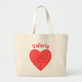 Fancy rode Stippen hart gepersonaliseerd Grote Tote Bag (Voorkant)
