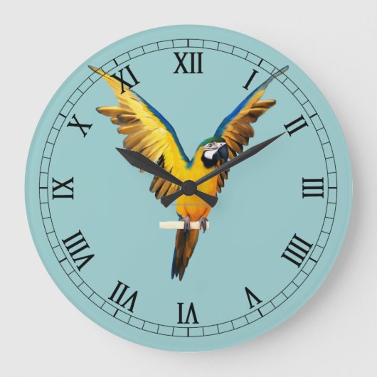 Fancy Roman Numeral Bird Wall Clock Grote Klok (Voorkant)