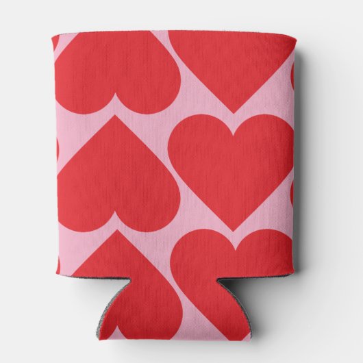 Fancy Romantisch rood en roze hartenpatroon met na Blikjeskoeler (Achterkant)