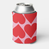 Fancy Romantisch rood en roze hartenpatroon met na Blikjeskoeler (Blikje Achterkant)