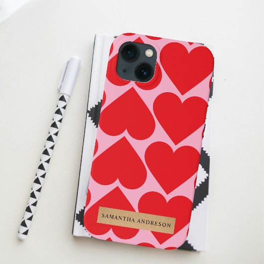 Fancy Romantisch rood en roze hartenpatroon met na Case-Mate iPhone Case