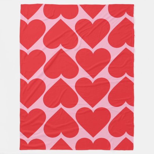 Fancy Romantisch rood en roze hartenpatroon met na Fleece Deken (Voorkant)
