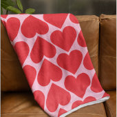 Fancy Romantisch rood en roze hartenpatroon met na Fleece Deken
