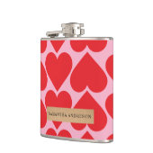 Fancy Romantisch rood en roze hartenpatroon met na Heupfles (Links)