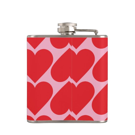 Fancy Romantisch rood en roze hartenpatroon met na Heupfles (Achterkant)