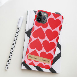 Fancy Romantisch rood en roze hartenpatroon met na iPhone 11Pro Max Hoesje