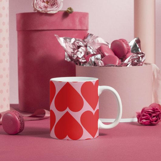 Fancy Romantisch rood en roze hartenpatroon met na Mok