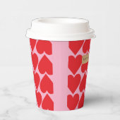 Fancy Romantisch rood en roze hartenpatroon met na Papieren Bekers (Rechts)