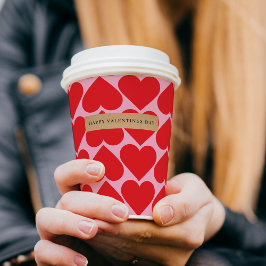 Fancy Romantisch rood en roze hartenpatroon met na Papieren Bekers