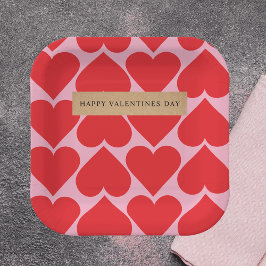 Fancy Romantisch rood en roze hartenpatroon met na Papieren Bordje