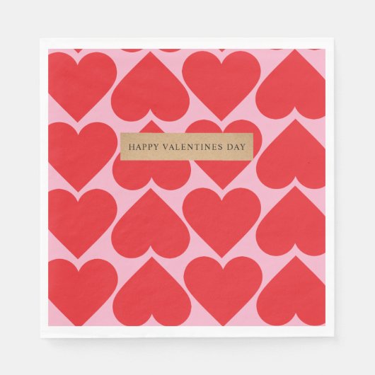 Fancy Romantisch rood en roze hartenpatroon met na Servet (Voorkant)