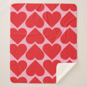 Fancy Romantisch rood en roze hartenpatroon met na Sherpa Deken (Voorkant)