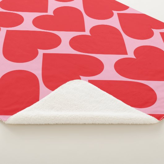 Fancy Romantisch rood en roze hartenpatroon met na Sherpa Deken (3/4)
