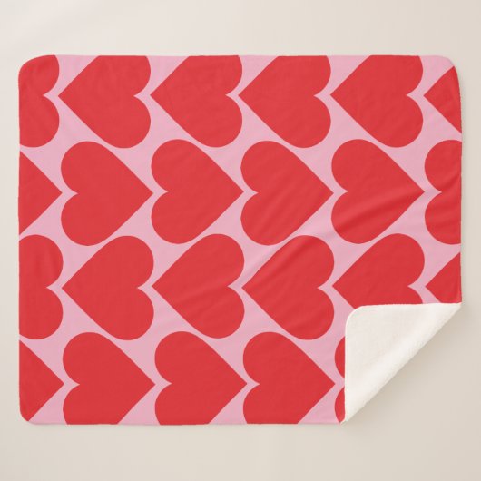 Fancy Romantisch rood en roze hartenpatroon met na Sherpa Deken (Voorkant (horizontaal))