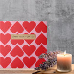 Fancy Romantisch rood en roze hartenpatroon met na Tegeltje<br><div class="desc">Fancy Romantisch rood en roze hartenpatroon met naam</div>