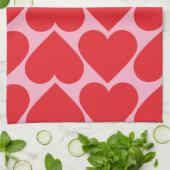 Fancy Romantisch rood en roze hartenpatroon met na Theedoek (Gevouwen)