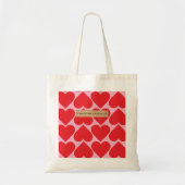 Fancy Romantisch rood en roze hartenpatroon met na Tote Bag (Voorkant)