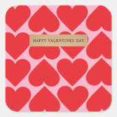 Fancy Romantisch rood en roze hartenpatroon met na Vierkante Sticker (Voorkant)