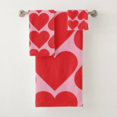 Fancy Romantisch Rood- en Roze Kunstpatroon Bad Handdoek (Insitu)