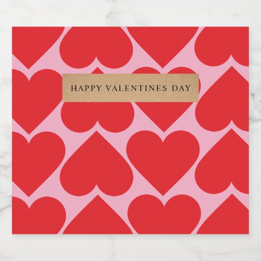 Fancy Romantisch Rood- en Roze Kunstpatroon Bier Etiket (Enkel label)