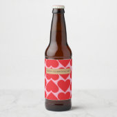 Fancy Romantisch Rood- en Roze Kunstpatroon Bier Etiket (Voorkant)