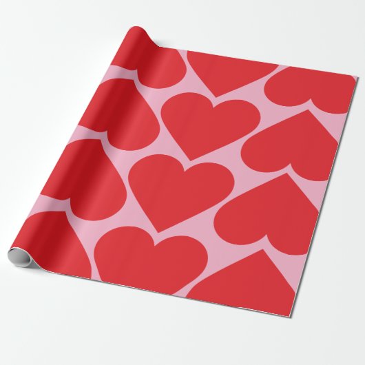 Fancy Romantisch Rood- en Roze Kunstpatroon Cadeaupapier (Uitgerold)