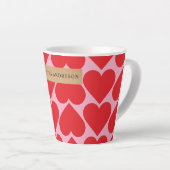 Fancy Romantisch Rood- en Roze Kunstpatroon Latte Mok (Rechterhoek)