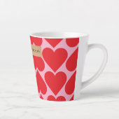 Fancy Romantisch Rood- en Roze Kunstpatroon Latte Mok (Rechts)