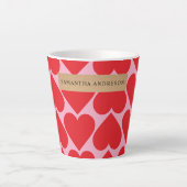 Fancy Romantisch Rood- en Roze Kunstpatroon Latte Mok (Voorkant)