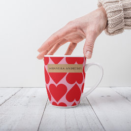 Fancy Romantisch Rood- en Roze Kunstpatroon Latte Mok