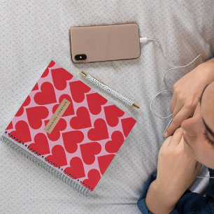 Fancy Romantisch Rood- en Roze Kunstpatroon Notitieboek