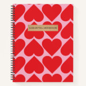 Fancy Romantisch Rood- en Roze Kunstpatroon Notitieboek (Voorkant)