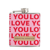 Fancy Romantisch Rood & Roze Liefde U Patroon Heupfles (Voorkant)