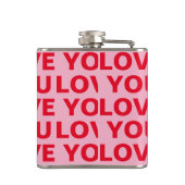 Fancy Romantisch Rood & Roze Liefde U Patroon Heupfles (Achterkant)