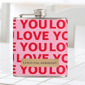 Fancy Romantisch Rood & Roze Liefde U Patroon Heupfles